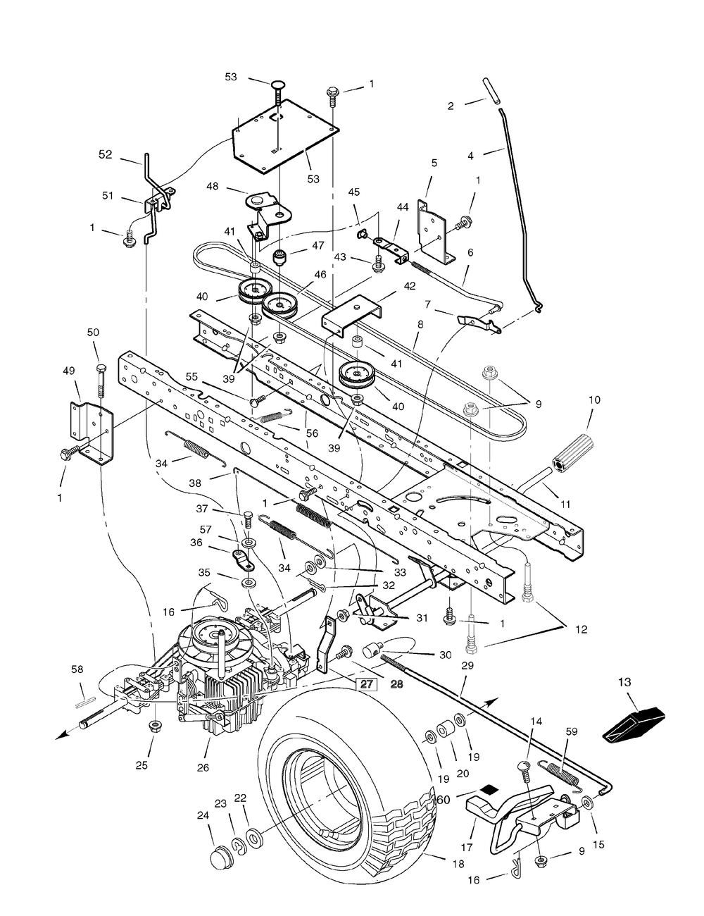 Drive Assembly Diagram and Parts List for 425622X78B 2006 Briggs and Stratton Lawn Tractor